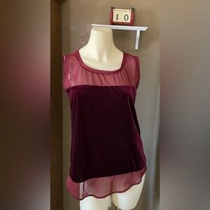 Spade & Heart velvet sleeveless top burgundy women’s size M